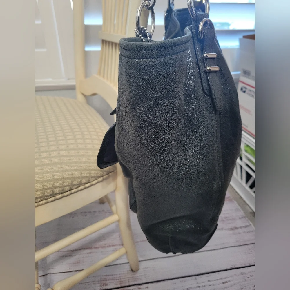 Coach Kristin Pinnacle Leather NS Tote Bag F19385 Black Shimmer Large Slouchy
